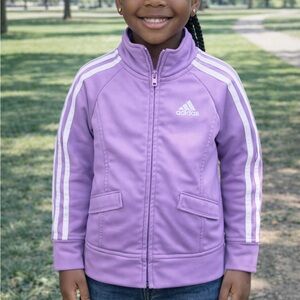 Adidas 3-Stripes Kid’s Track Jacket Lavender Full Zip Size 5 Logo Retro